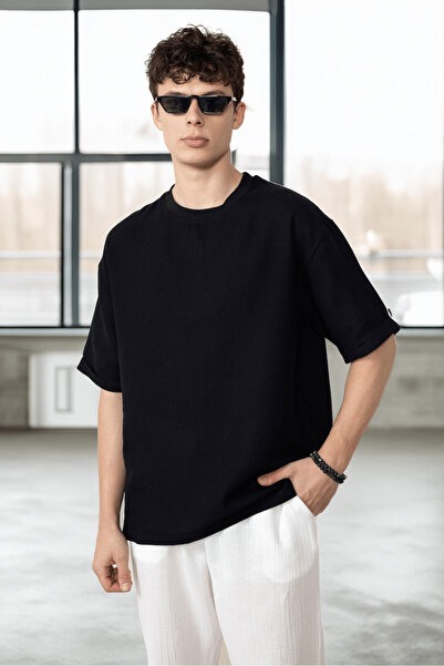 Valiberta Ανδρικό T-Shirt Άνετο Μουσελίνα - Μαύρο