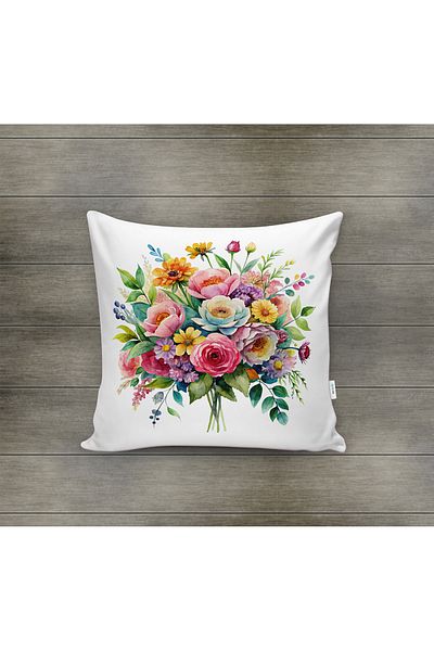 Evmila Husa de perna din catifea cu tema primavara 43x43 Cm Imprimare pe doua fete