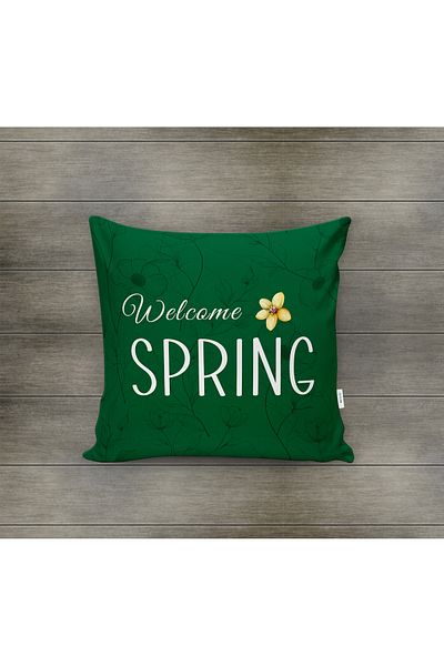 Evmila Husa de perna din catifea cu tema primavara 43x43 Cm Imprimare pe doua fete