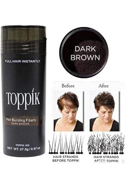 TOPPİK AKSESUAR ألياف بناء الشعر توبيك، بني غامق، 0.97 أونصة
