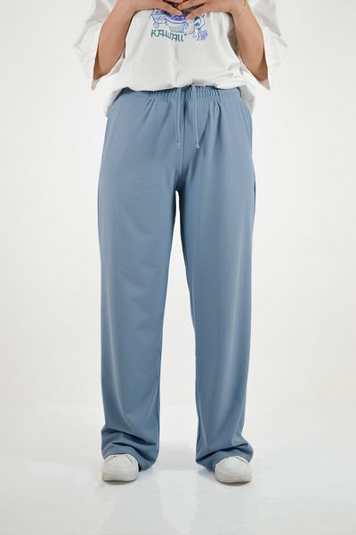 BUSEM Pantaloni largi cu buzunare duble cu talie elastică albastru