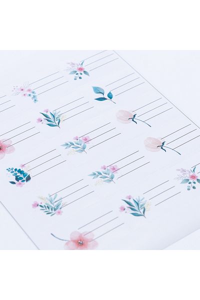Bimotif Sticker, Nameplate Mix Flowers, School Sticker, 4.7X3 Cm, 375 Pcs