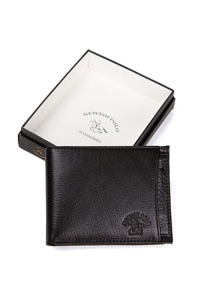 Newish Polo Men's Black Genuine Leather Card Holder and Wallet