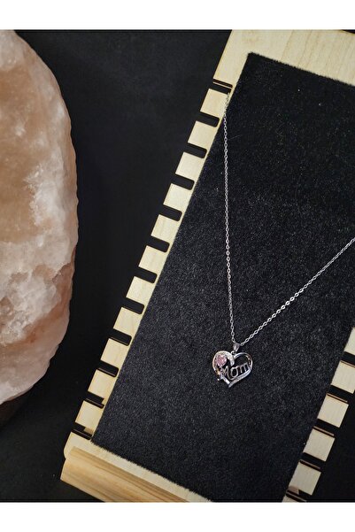 ALLEGRİA قلادة الأم ذات القلب الوردي الفضي