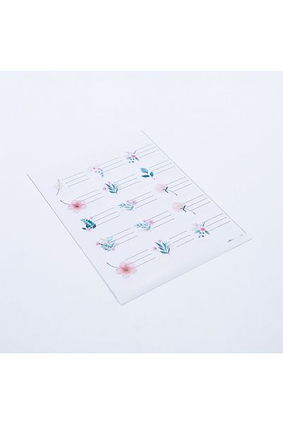 Bimotif Sticker, Nameplate Mix Flowers, School Sticker, 4.7X3 Cm, 225 Pcs