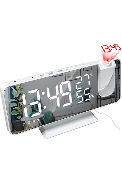 COOYA Alarm Clock, 180 Rotable Projector LED Digital with Temperature Display, Dual Alarms, Snooze