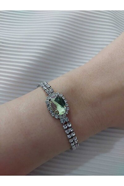 Avcıoğlu Aksesuar اسوارة نسائية حجر واحد بيضاوي موديل زركون كريستال حجر اسوار...