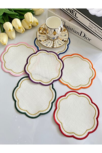 KUMSAL ÇEYİZ 6 Adet Sunumluk Peçete,Kokteyl Peçete,Kahve Yanı Sunum Peçetesi,...