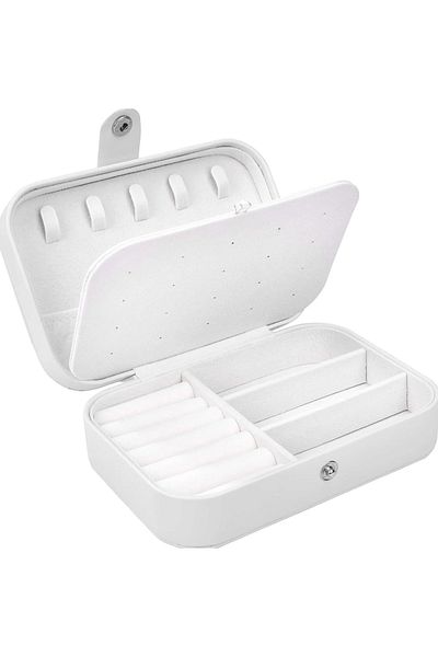 VELLICHOR Leather Jewelry Box Organizer Ring Necklace Earrings Jewelry Watch Storage Box Double Compartments