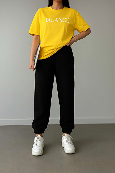 EYAX MODA طقم بدلة رياضية نسائية مطبوعة - طقم تي شيرت علوي وسفلي