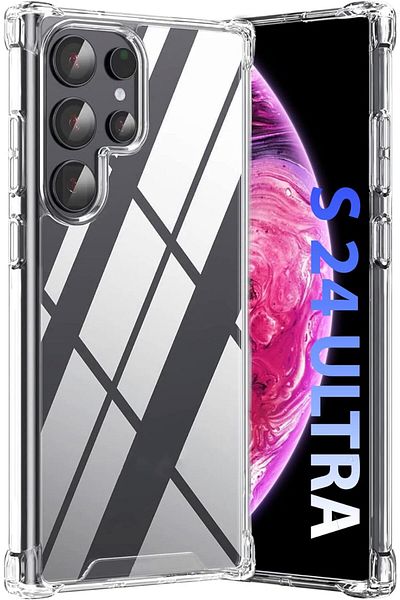 MEGOBİNE Megobine Galaxy S24 Ultra متوافق مع الحواف والصدمات ومضاد للصدمات وممتص للصدمات من السيليكون الشفاف