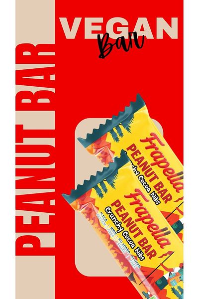 Frapella Cocoa Nibs and Cocoa Peanut Bar Vegan 40 Gr. X 12 Pieces