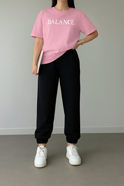 EYAX MODA Γυναικείο Σετ Φόρμας με Στάμπα - Σετ Μπλουζάκι και Παντελόνι Jogger