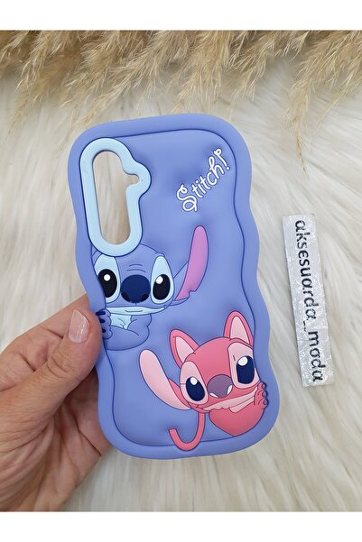 Aksesuarda Moda SAMSUNG GALAXY A36 Uyumlu Stitch Disney Lilo Ve Stiç Hamur Silikon Lüks Kılıf Kapak