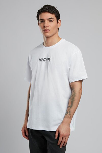 Lee Cooper Ανδρικό μπλουζάκι Andrea με λαιμόκοψη λευκό