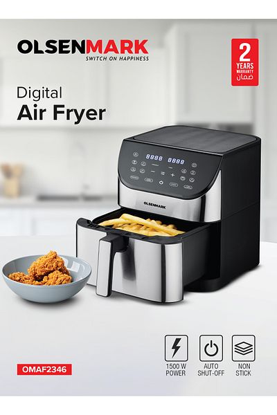 Olsenmark Digital Air Fryer  6 L 1500 W OMAF2346R Black and Silver
