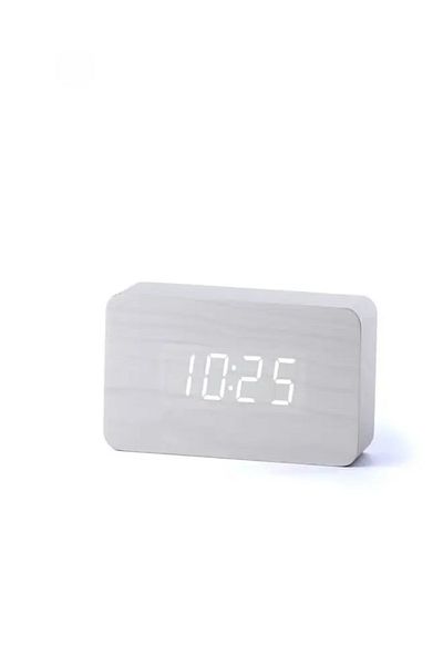 COOYA Wooden Digital Alarm Clock, Smart Led Digital Rectangular Digital Alarm Clock for Bedroom