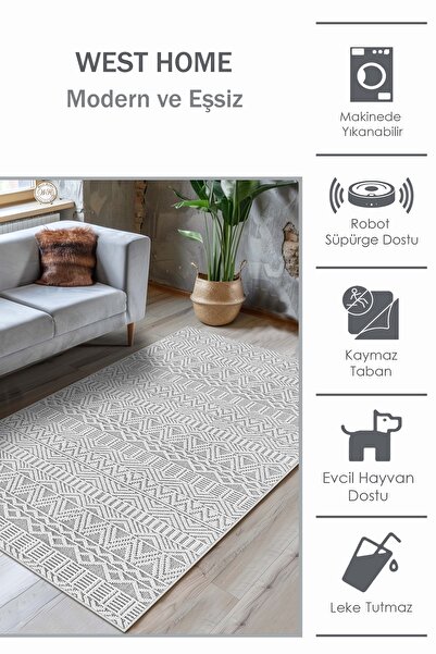 West Home Makinede yıkanabilir dijital kaymaz taban leke tutmaz mutfak halısı salon halısı ve kesme yolluk