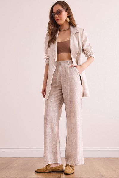 Olalook Damen-Palazzo-Hose mit Batikmuster und elastischem Rücken in Stone Pocket PNT- 19000328