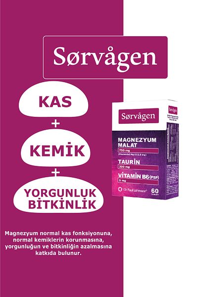 Sorvagen مالات المغنيسيوم والتاورين وفيتامين ب6 - 60 قرصًا