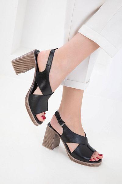 SOHO Schwarze Damen-Schuhe mit Absatz aus echtem Leder, 20544