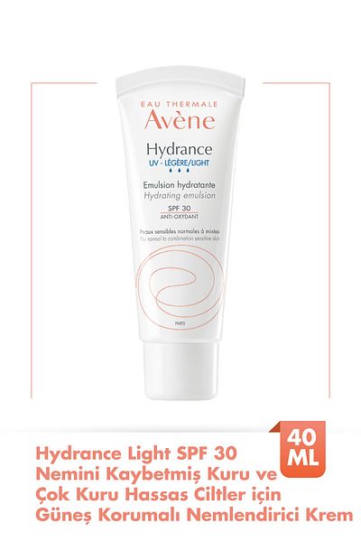 Avene Cremă hidratantă Hydrance Light cu protecție solară SPF 30 pentru piele uscată și sensibilă