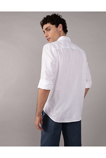 AMERICAN EAGLE Ae long-sleeve linen-blend button-up shirt