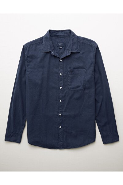 AMERICAN EAGLE Ae long-sleeve linen-blend button-up shirt