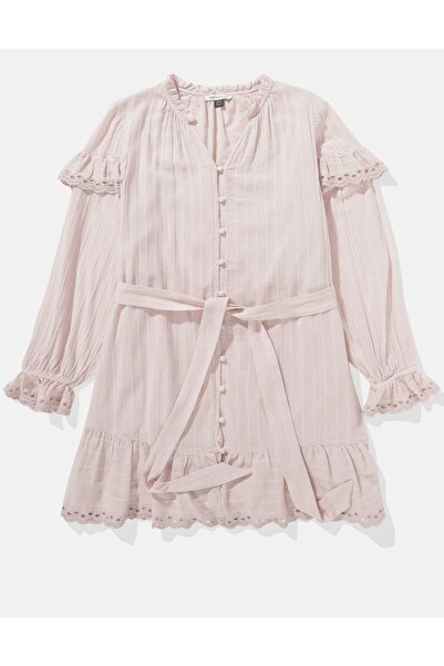 AMERICAN EAGLE فستان قصير مكشكش بأكمام طويلة من AE