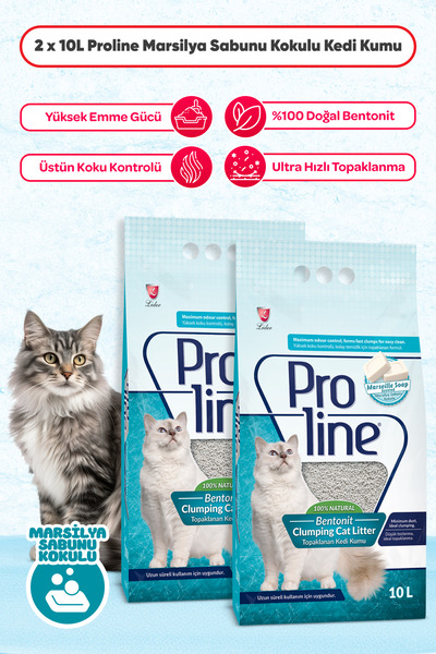 Pro Line Proline Sabun Koku Bentonit Topaklanan Kedi Kumu 10 Lt X 2 Adet