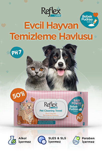Reflex Care Evcil Hayvan Temizleme Havlusu 50 li