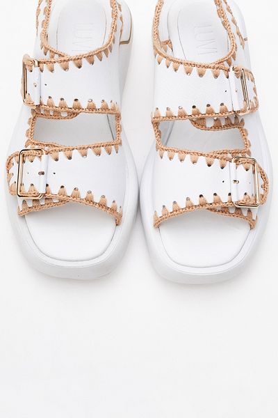 LuviShoes DOURO Sandale de damă cu frânghie din piele naturală din piele albă