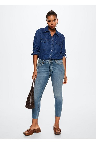 MANGO Woman Pantaloni albaștri de damă 37340366