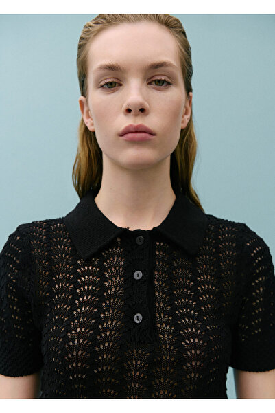 MANGO Woman Siyah Kadın  Kazak 67058651