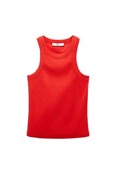 MANGO Woman بلوزة قطنية محبوكة مطاطية