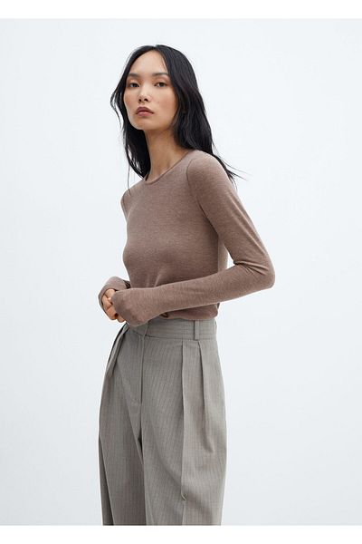 MANGO Woman Šedé dámské tričko se vzorem Krtka -57078268