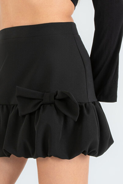 Edit by Trendyol Schwarzer gestrickter Minirock mit Schleifendetail TEDSS25ET00004