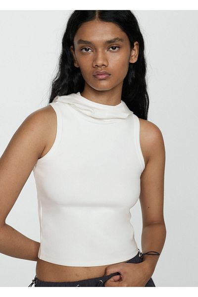 MANGO Woman Kirik Biała Damska Koszulka T-shirt 67007935