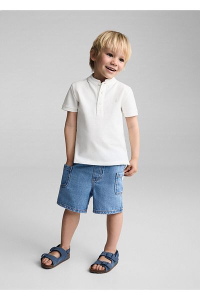 MANGO Tricou cu gât polo alb cireș pentru bebeluș 67025140