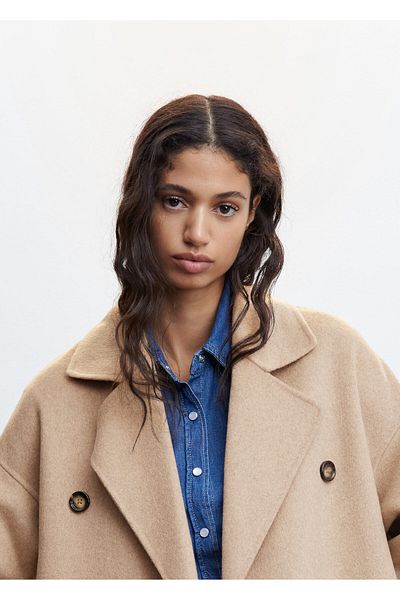 MANGO Dámský béžový kabát – model 47040059