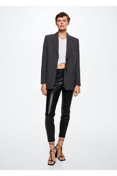 MANGO Woman Leggings in Lederoptik mit Schlitzen an den Beinen
