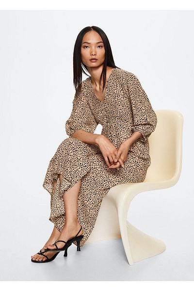 MANGO Woman Midi šaty na knoflíky