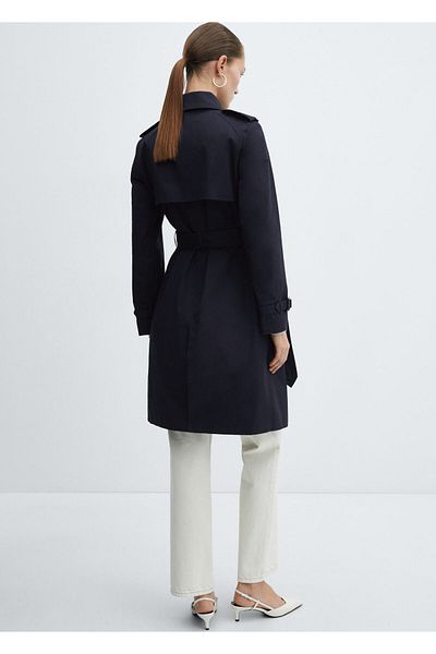 MANGO Navy Blue Women's Trench Coat 67084018