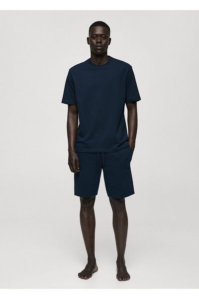 MANGO Navy Blue Men's Pajama Set 77090580