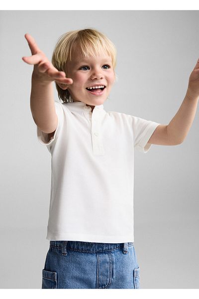 MANGO Tricou cu gât polo alb cireș pentru bebeluș 67025140
