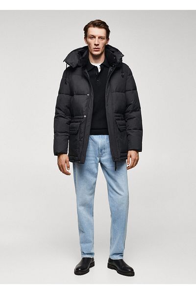 MANGO Man Wodoodporna pikowana parka