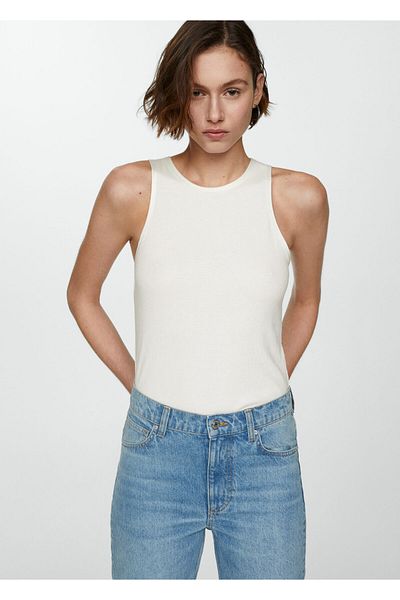MANGO Woman Γυναικείο λευκό μπουστάκι 67018645