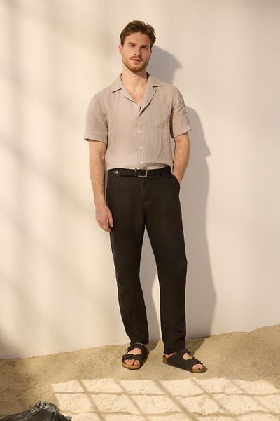 Trendyol Collection Μαύρο Limit 100% λινό κανάλι κανονικής εφαρμογής