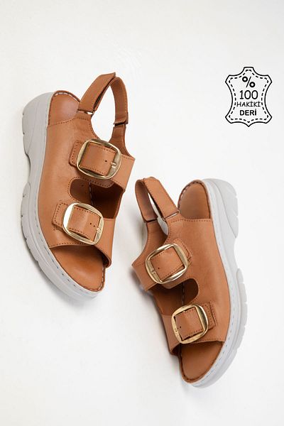 SOHO Tan Genuine Leather Women's Sandals 20524