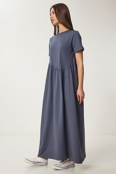 Happiness İstanbul Graues Oversize-Sommer-Strickkleid für Damen DZ00122